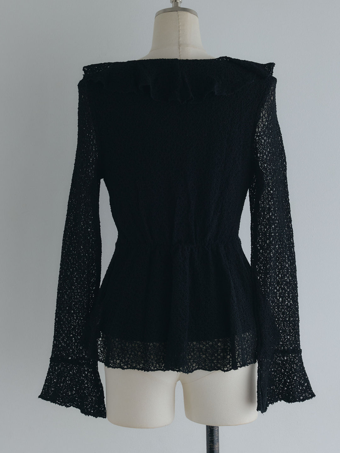 フレアスリーブレースフリルブラウス