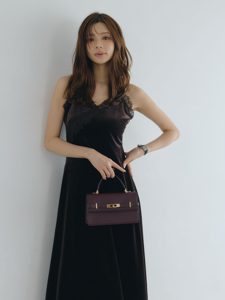 【Luxe series】レーストリムベロアAラインキャミワンピース