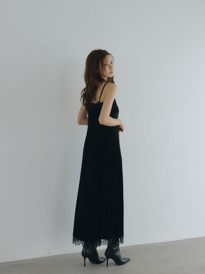 【Luxe series】レーストリムベロアAラインキャミワンピース
