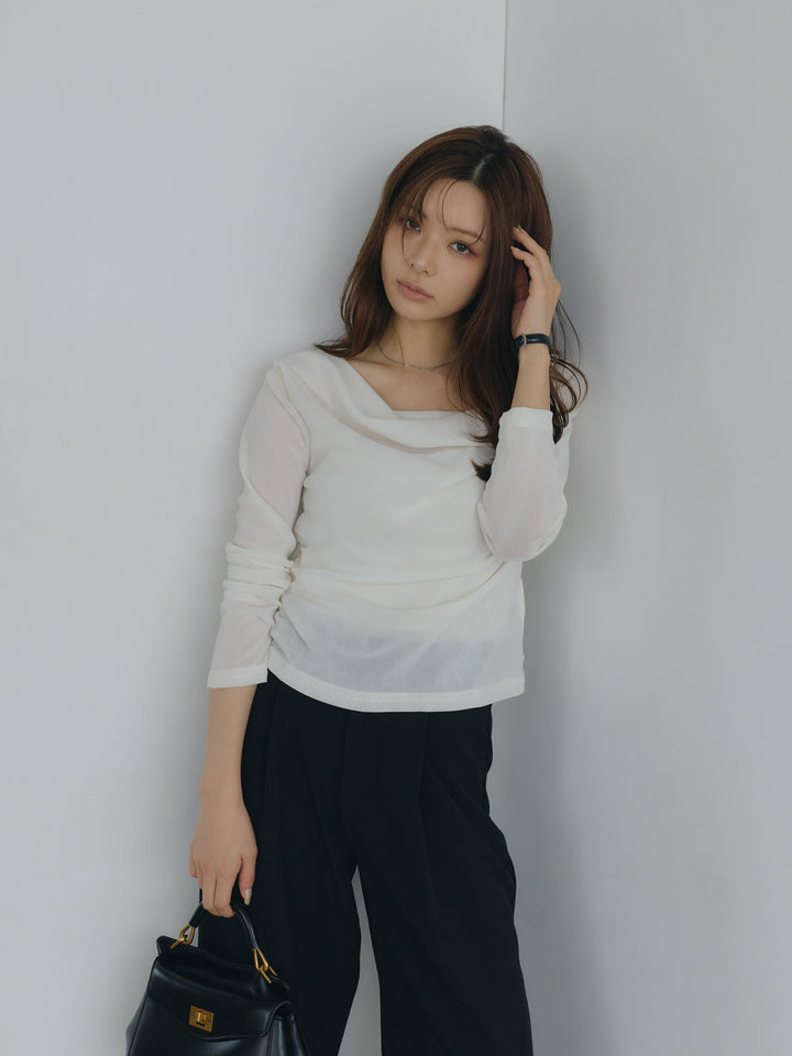 【SET】ベロアドレープトップス+センタープレスベーシックストレートパンツ(2set)