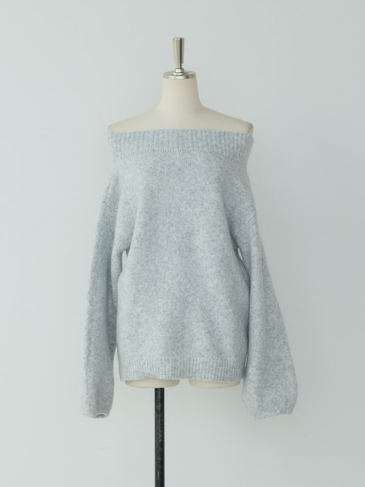 【Essential】Loose silhouette off shoulder knit tops