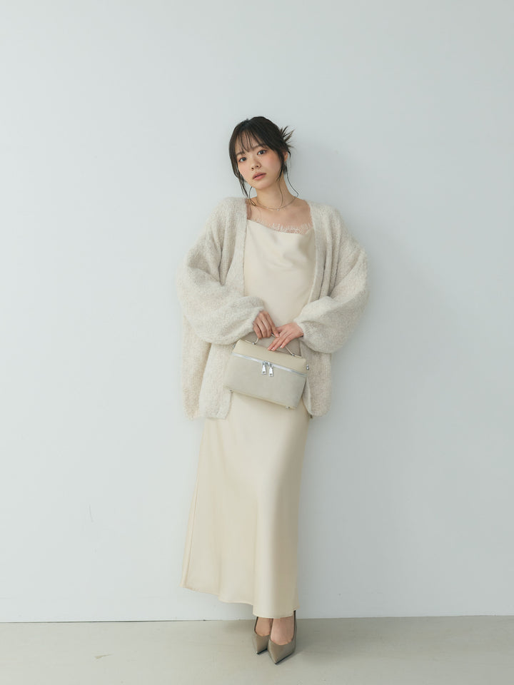 レースドッキングドレープサテンワンピース