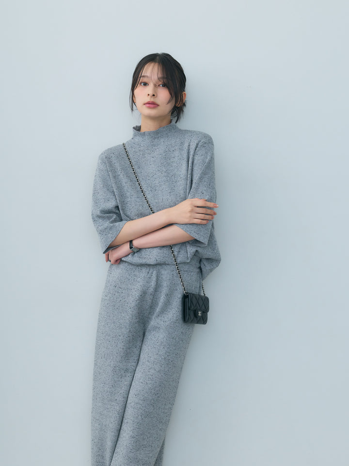 マーブルハーフスリーブニットトップス&マーブルハーフスリーブニットパンツSET UP
