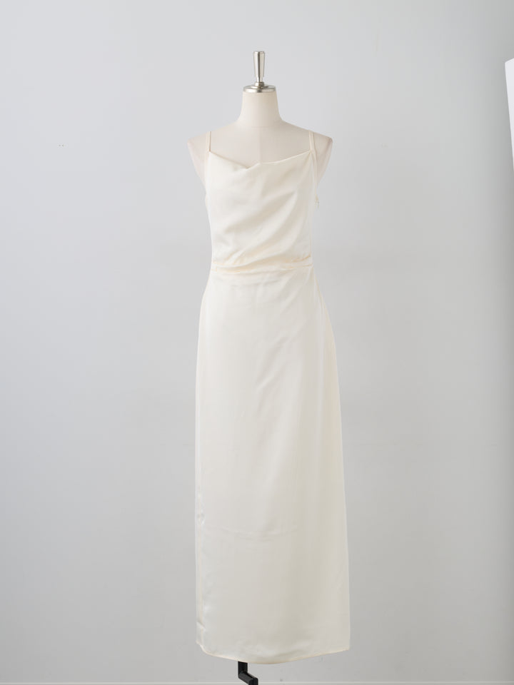 【Essential】Satin drape camisole one piece