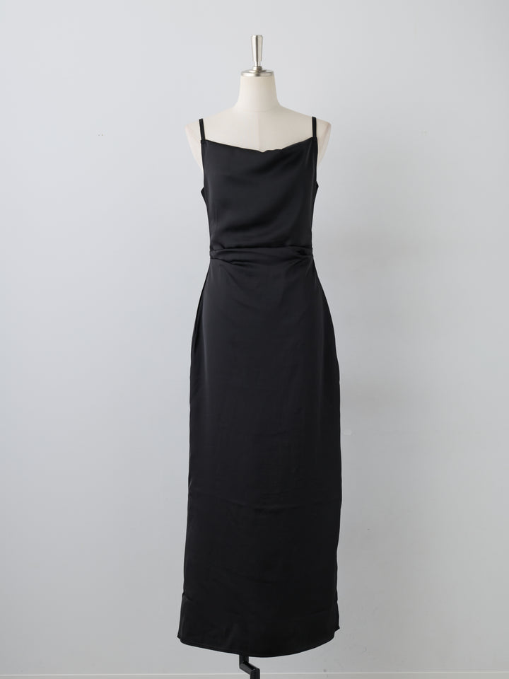 【Essential】Satin drape camisole one piece