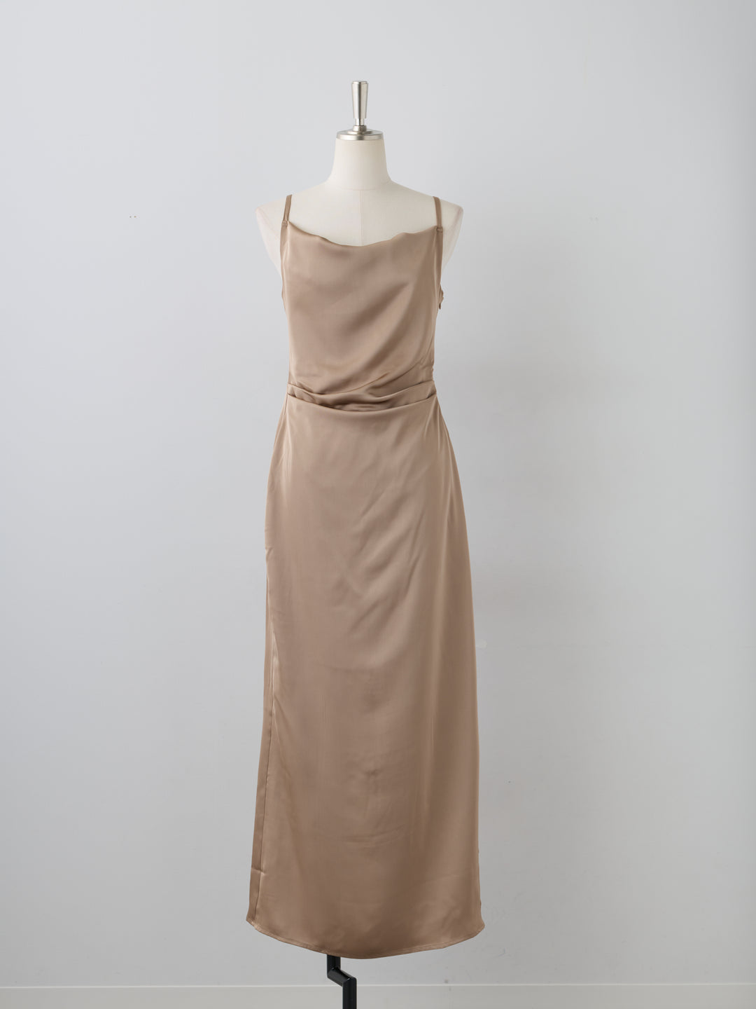 【Essential】Satin drape camisole one piece