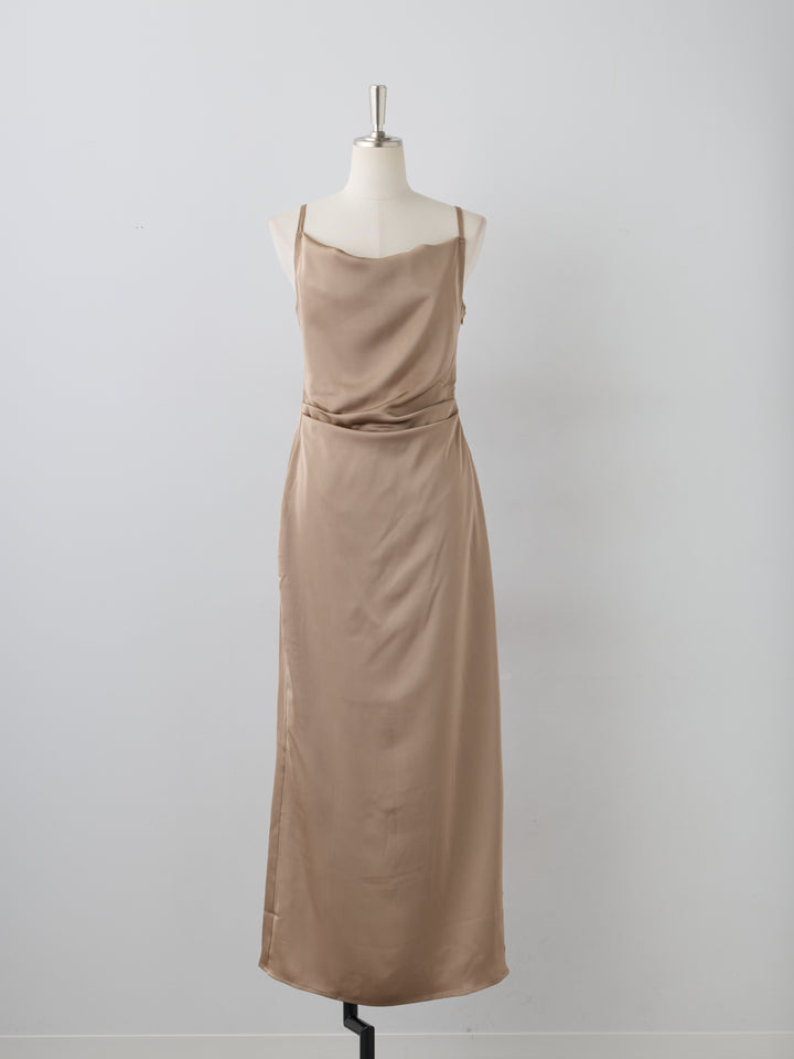 【Essential】Satin drape camisole one piece