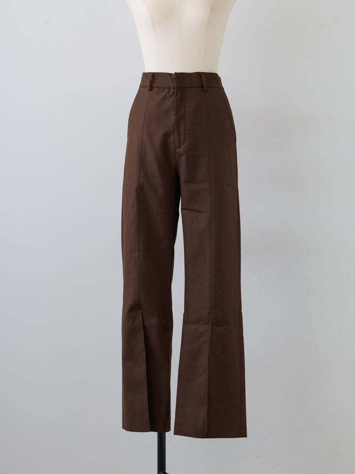 【Essential】Front slit semi-flare pants
