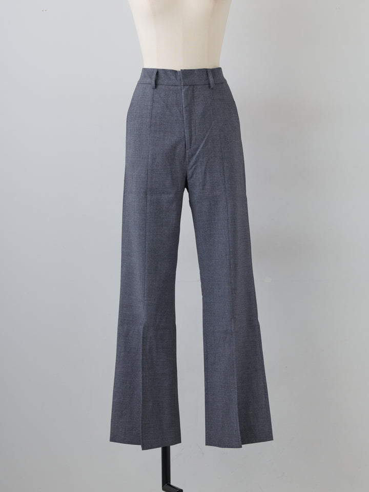 【Essential】Front slit semi-flare pants