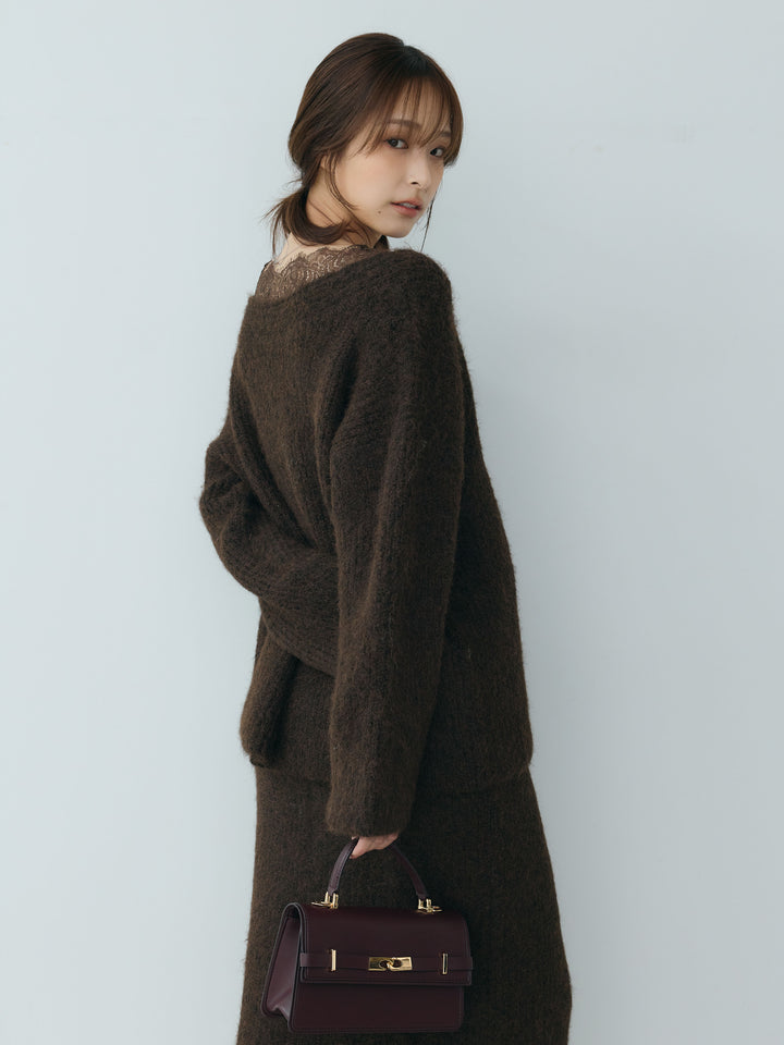 【Essential】Lace design knit tops & Lace design knit skirt SET UP