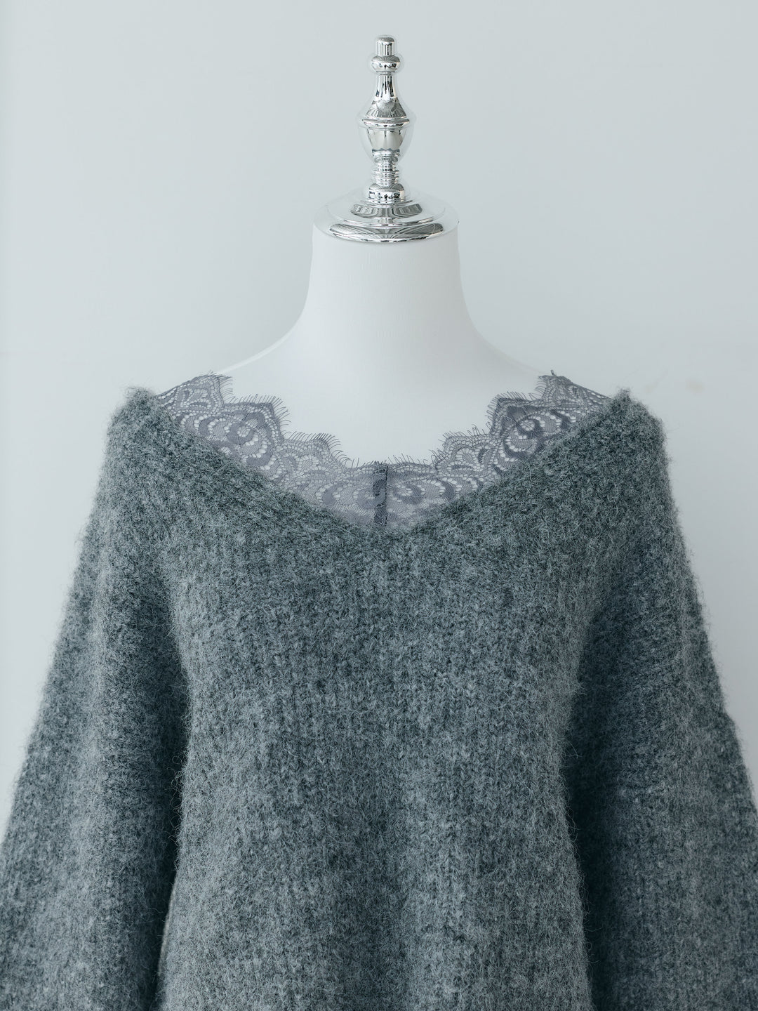 【Essential】Lace design knit tops & Lace design knit skirt SET UP