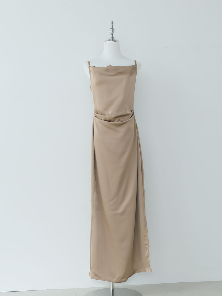 【Essential】Satin drape camisole one piece