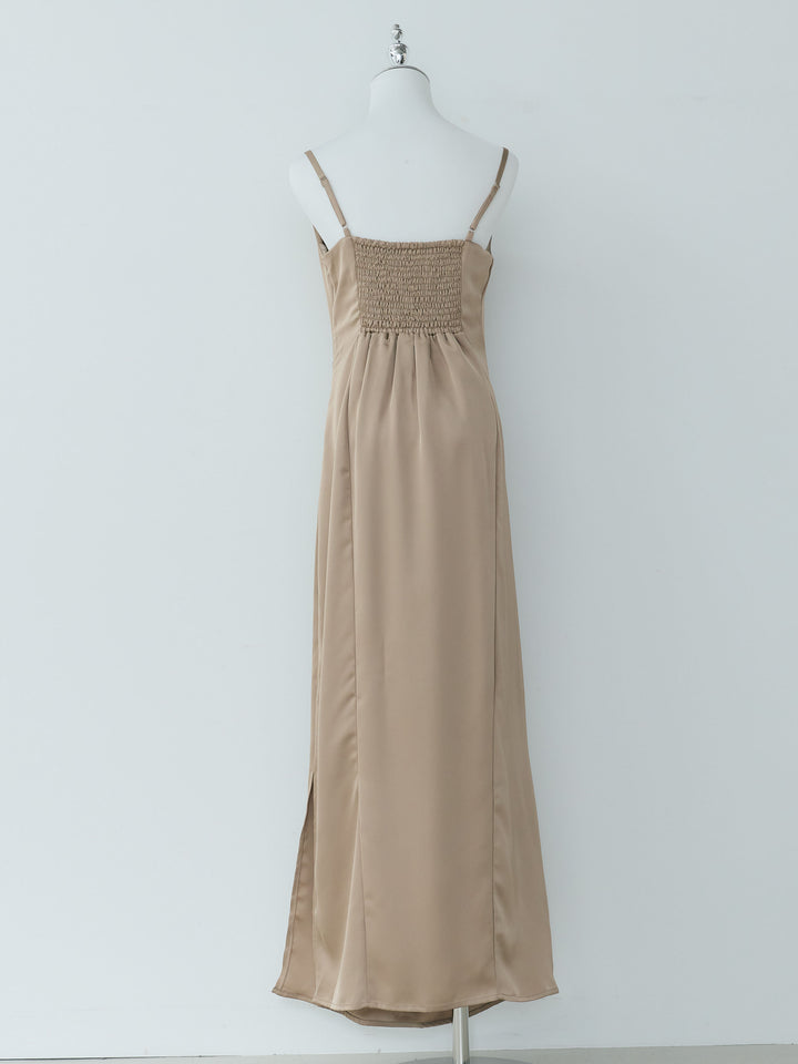 【Essential】Satin drape camisole one piece