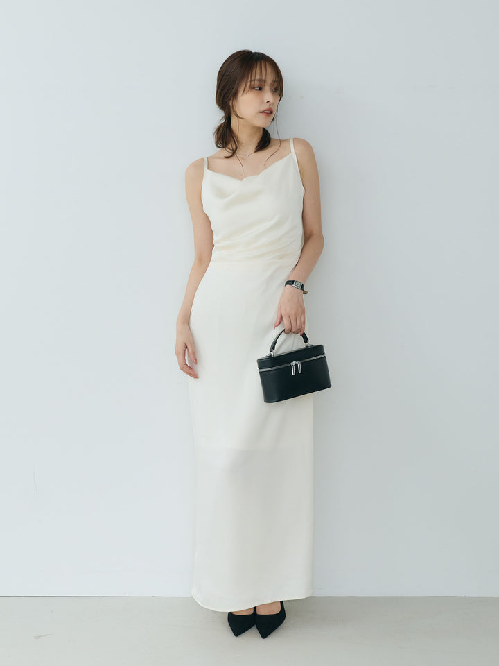 【Essential】Satin drape camisole one piece