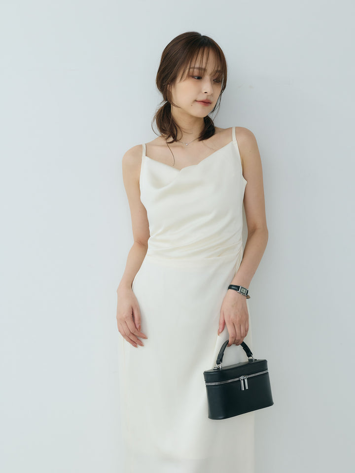 【Essential】Satin drape camisole one piece