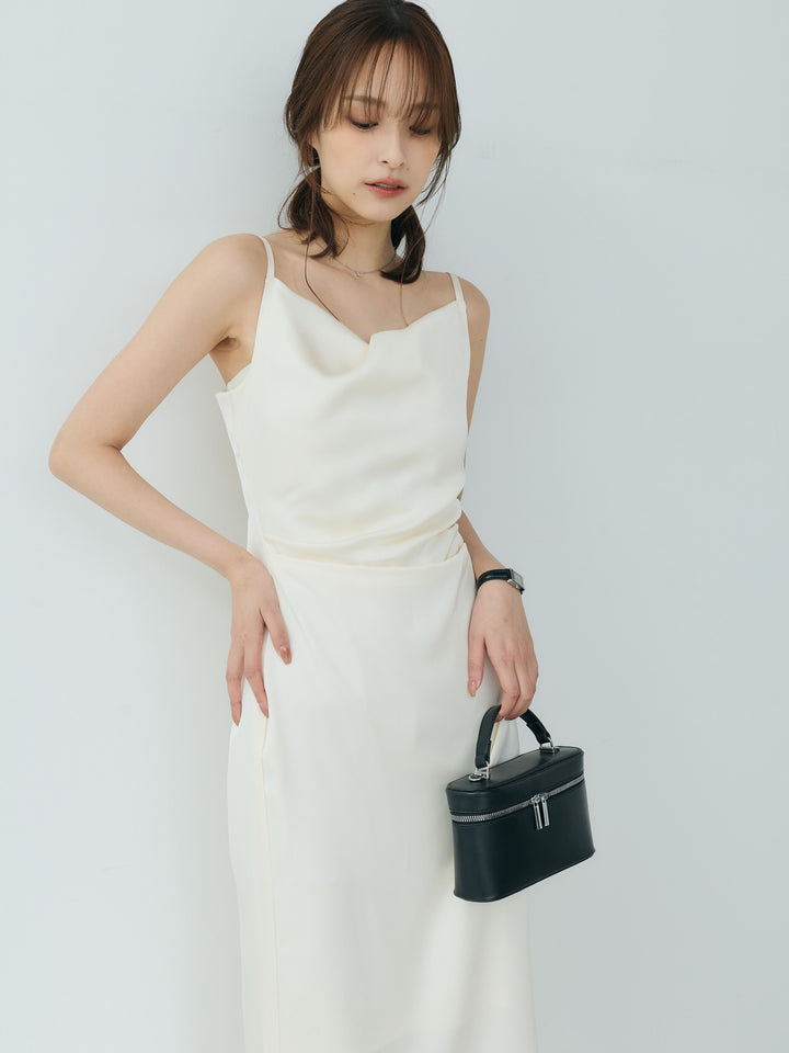 【Essential】Satin drape camisole one piece