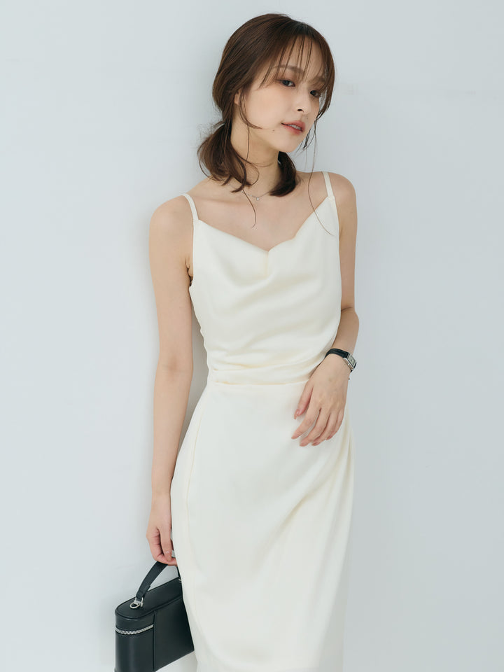 【Essential】Satin drape camisole one piece