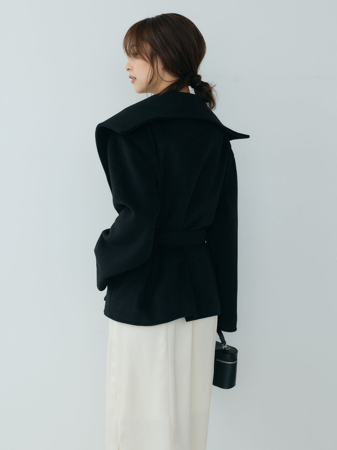 【SET】【Essential】Wool middle coat+【Essential】Satin drape camisole one piece(2set)