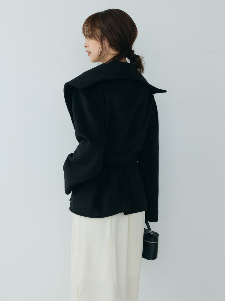 【SET】【Essential】Wool middle coat+【Essential】Satin drape camisole one piece(2set)