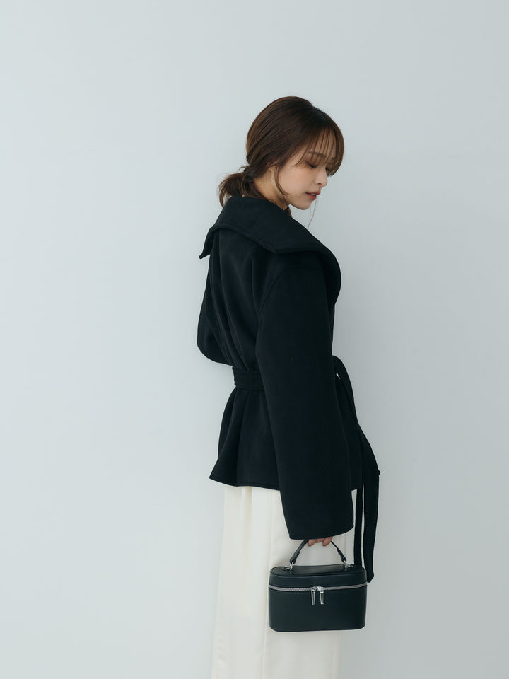 【SET】【Essential】Wool middle coat+【Essential】Satin drape camisole one piece(2set)