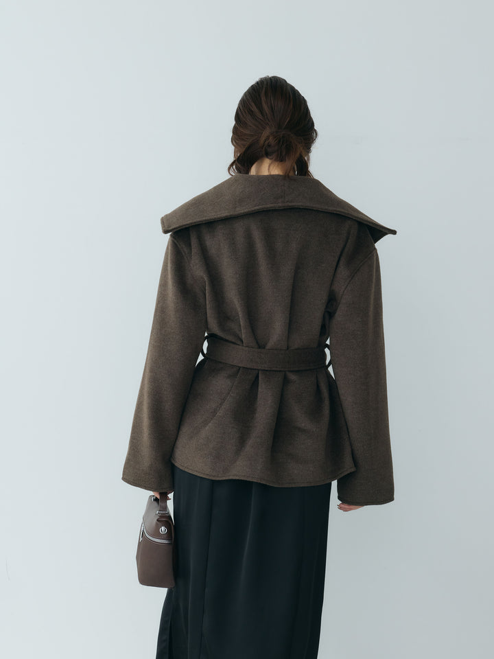 【SET】【Essential】Wool middle coat+【Essential】Satin drape camisole one piece(2set)
