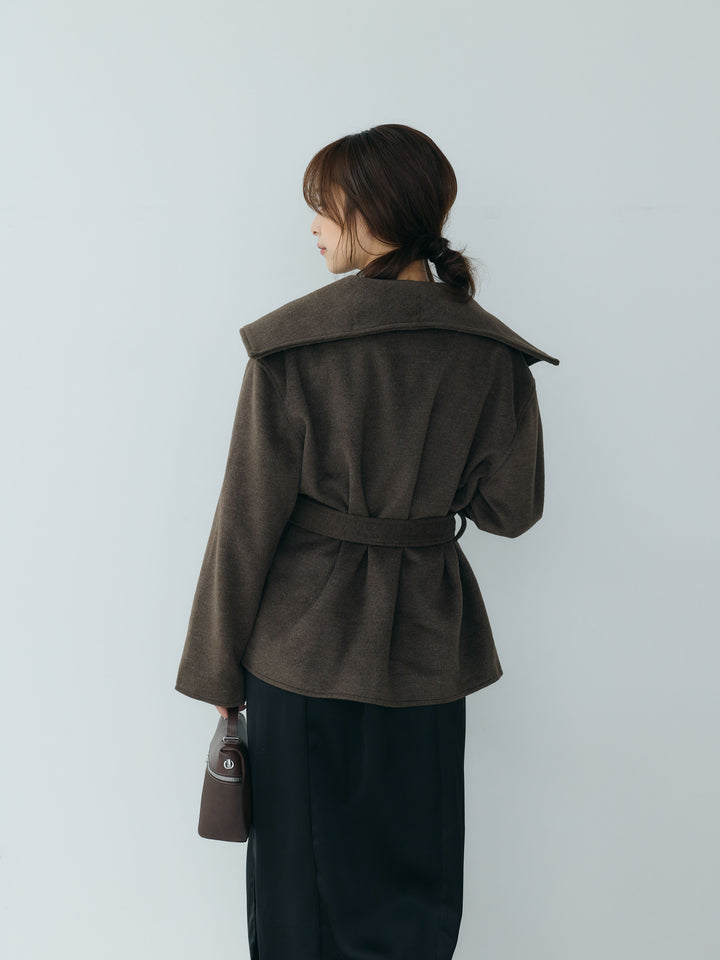 【SET】【Essential】Wool middle coat+【Essential】Satin drape camisole one piece(2set)