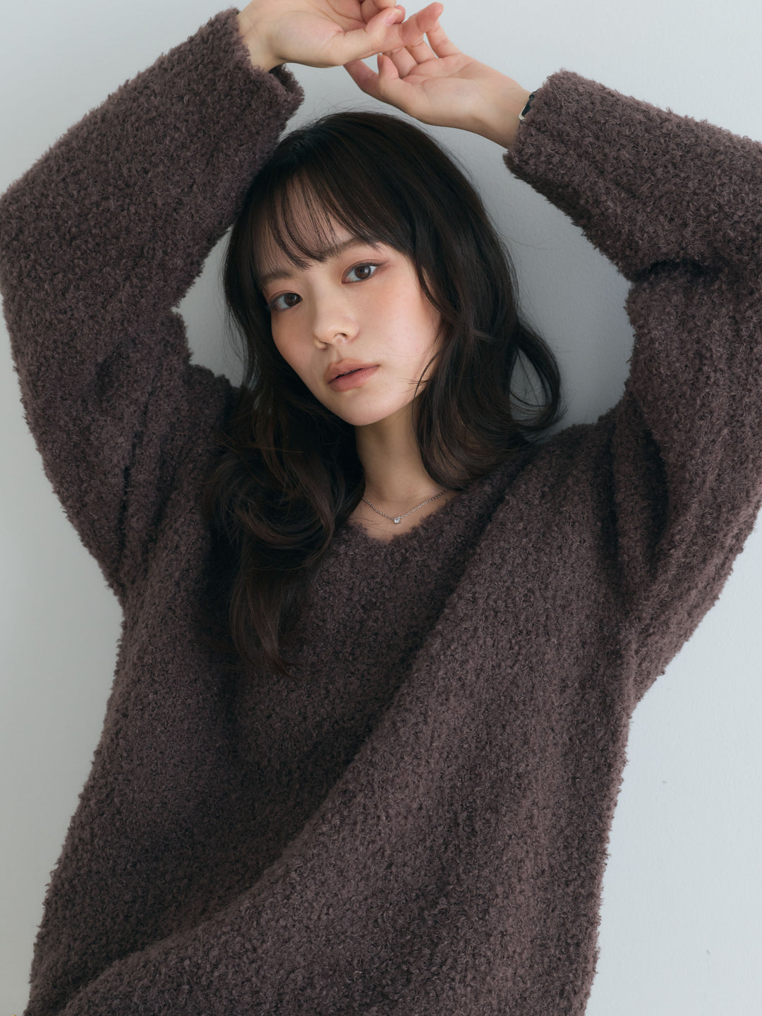 【SET】プードルフェザーVネックプルオーバー+【Essential】Soft sheen tiered flare skirt(2set)