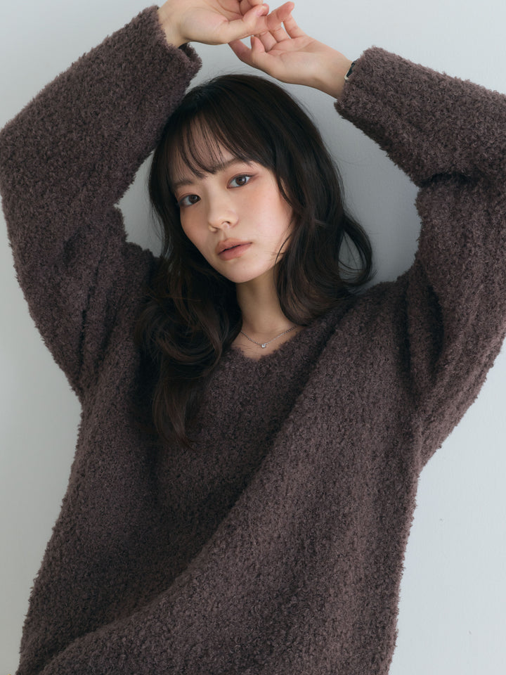 【SET】プードルフェザーVネックプルオーバー+【Essential】Soft sheen tiered flare skirt(2set)