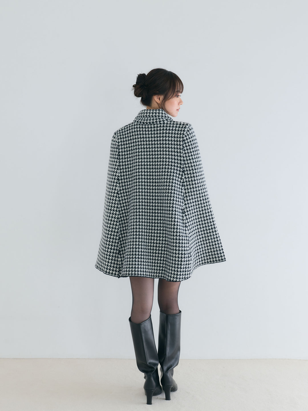 【SET】クラシカルAラインケープコート+モックネックニットトップス(2set)