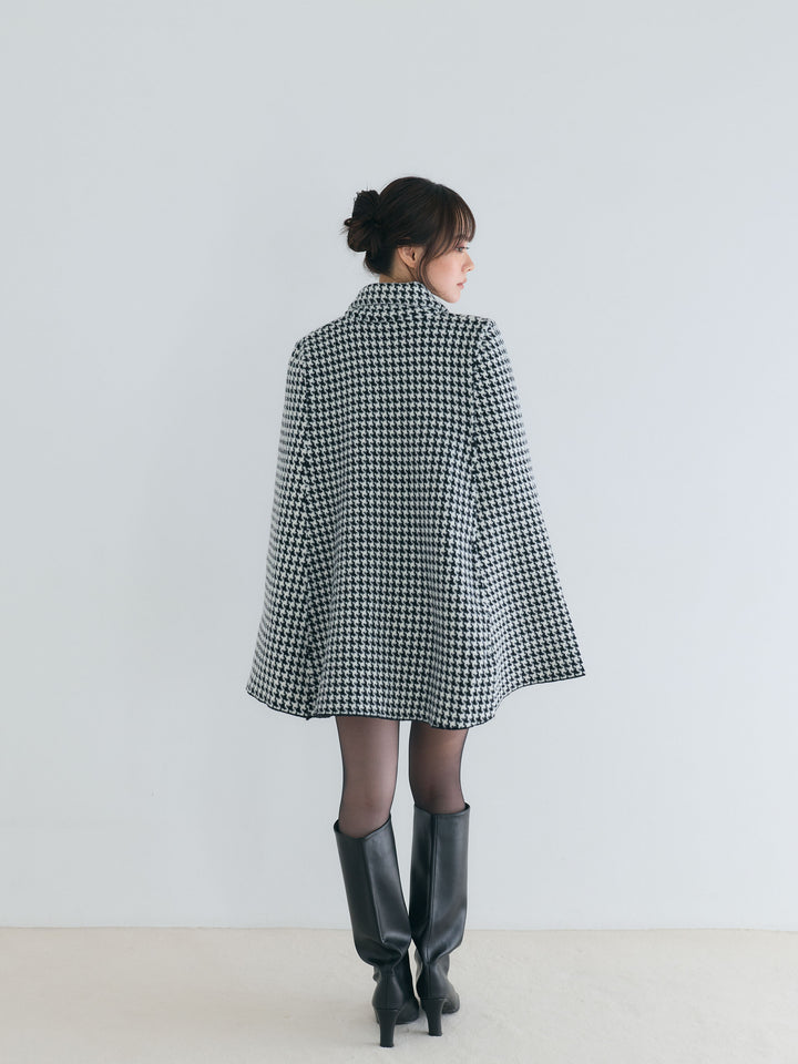 【SET】クラシカルAラインケープコート+モックネックニットトップス(2set)