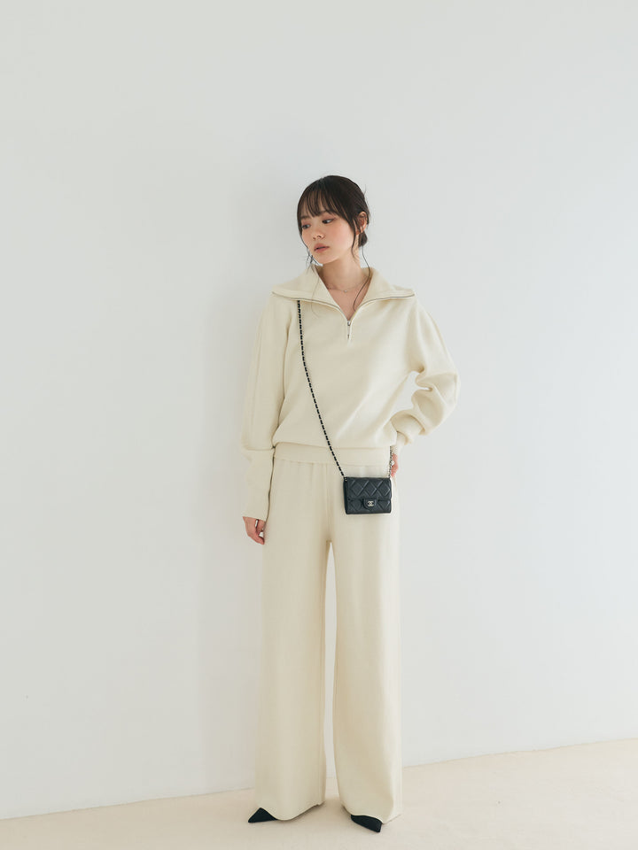 【Luxe series】ハーフZIPニットトップス&ストレートニットパンツSET UP