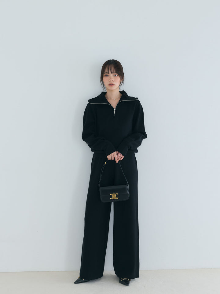 【Luxe series】ハーフZIPニットトップス&ストレートニットパンツSET UP