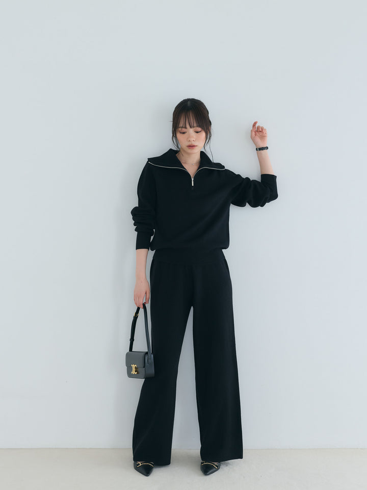【Luxe series】ハーフZIPニットトップス&ストレートニットパンツSET UP