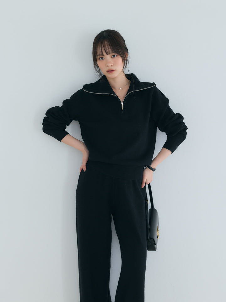 【Luxe series】ハーフZIPニットトップス&ストレートニットパンツSET UP