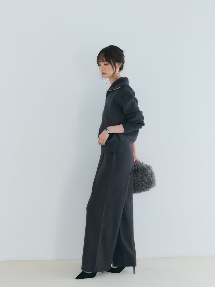 【Luxe series】ハーフZIPニットトップス&ストレートニットパンツSET UP
