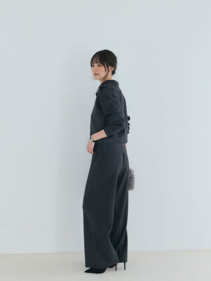 【Luxe series】ハーフZIPニットトップス&ストレートニットパンツSET UP