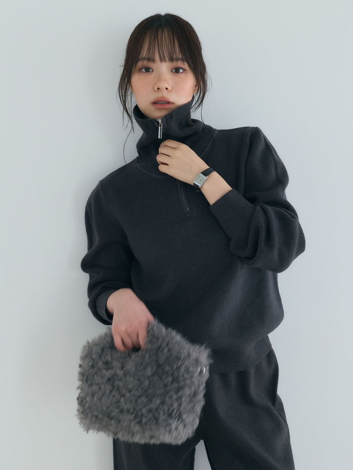 【Luxe series】ハーフZIPニットトップス&ストレートニットパンツSET UP