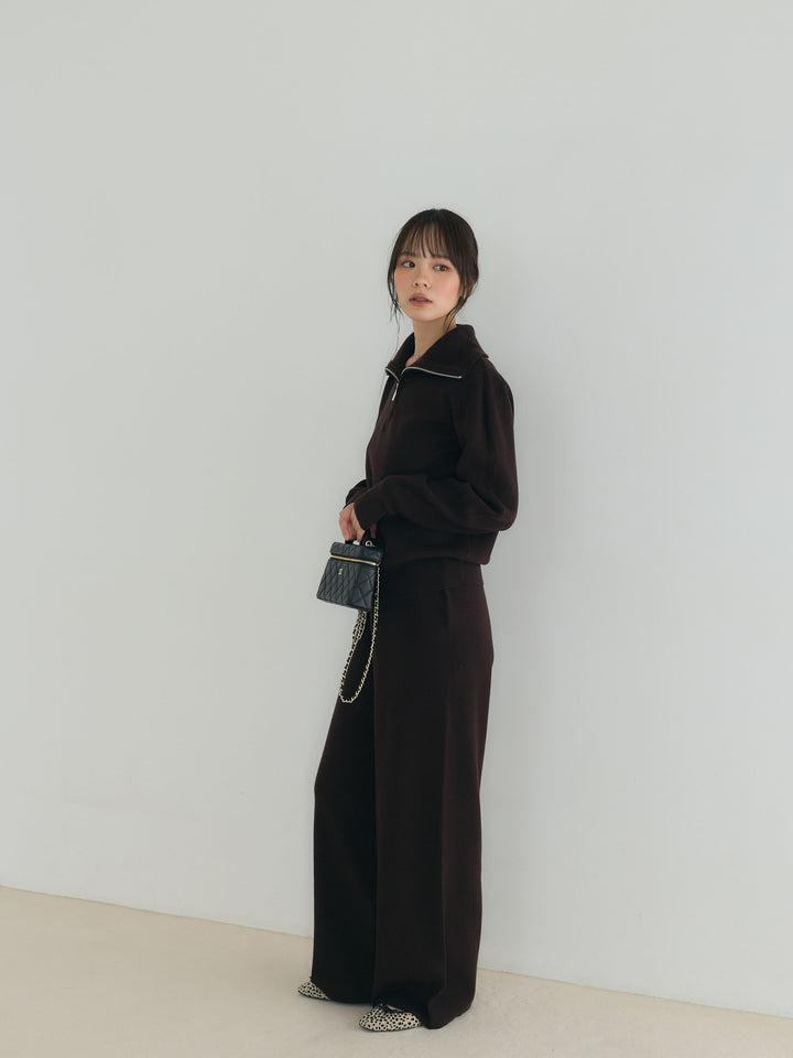 【Luxe series】ハーフZIPニットトップス&ストレートニットパンツSET UP
