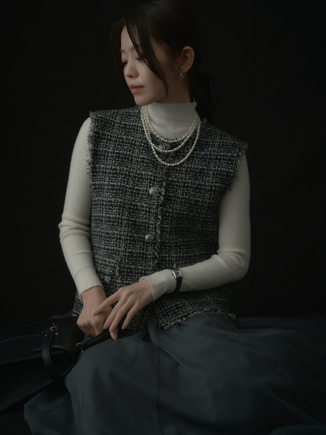 ツイードフリンジベスト