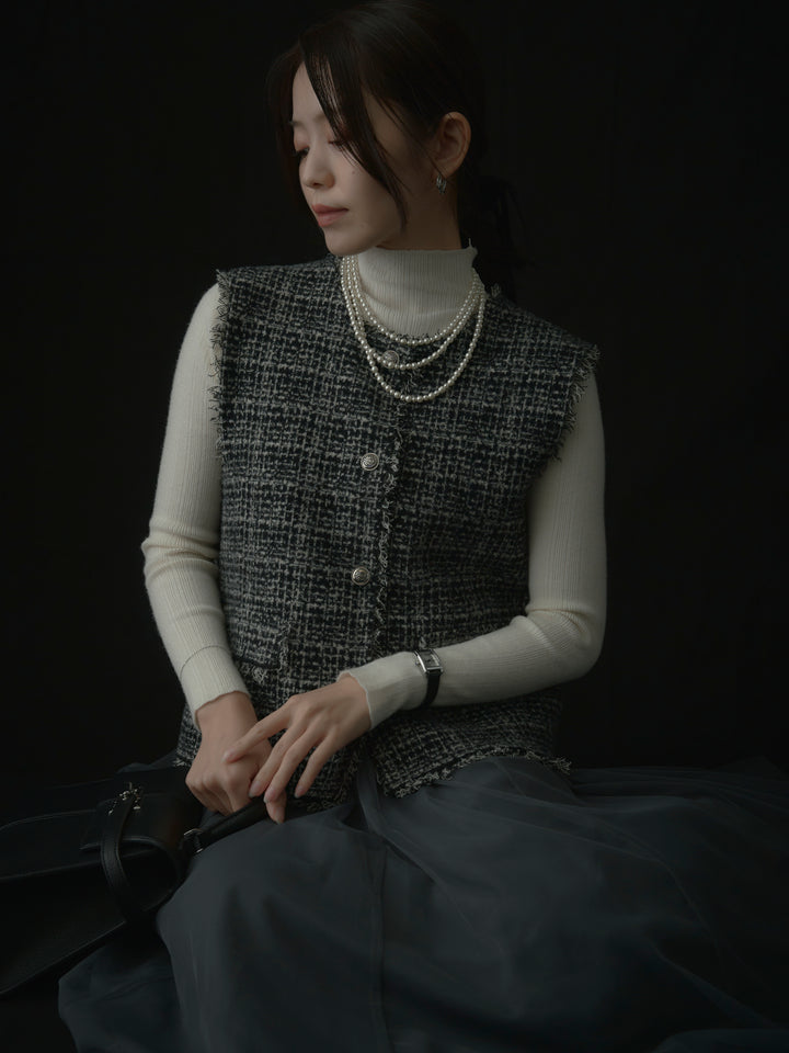 ツイードフリンジベスト