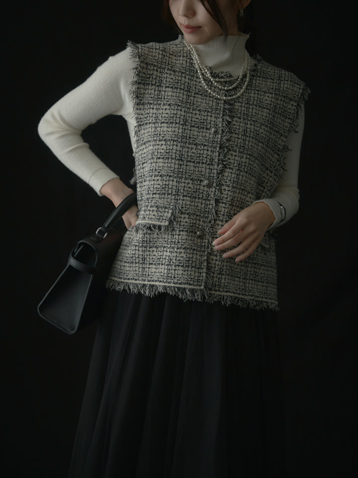ツイードフリンジベスト
