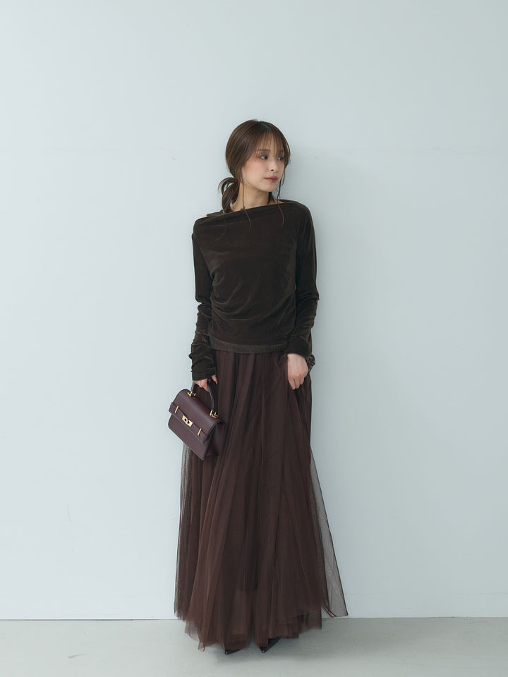 レースドッキングベロアアシメトップス