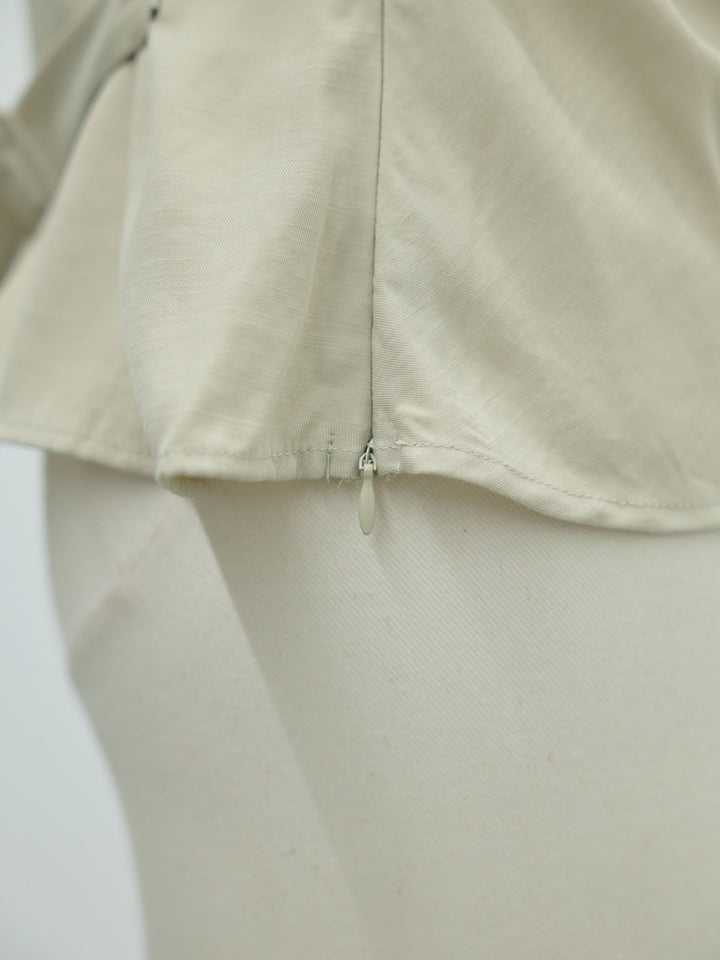 【Luxe series】ソフトタッチドレープノースリトップス&ソフトタッチボタンデザインストレートパンツSET UP