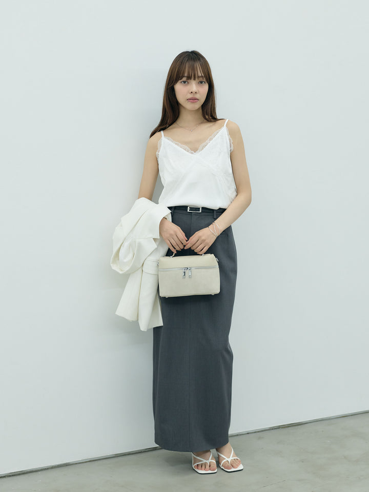 【SET】レーストリムシワサテンキャミソール+【Essential】Authentic pencil skrt(2set)