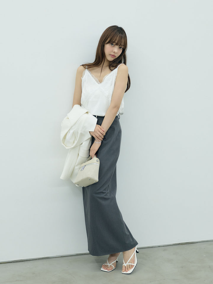 【SET】レーストリムシワサテンキャミソール+【Essential】Authentic pencil skrt(2set)