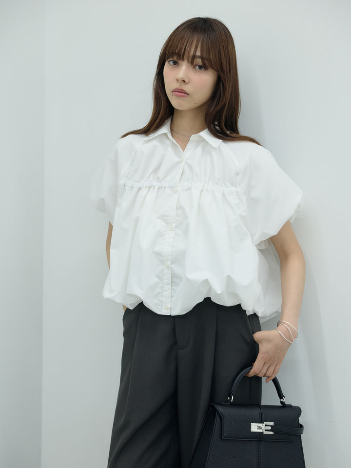 【SET】シャーリングバルーンシャツブラウス+センタープレスベーシックストレートパンツ(2set)