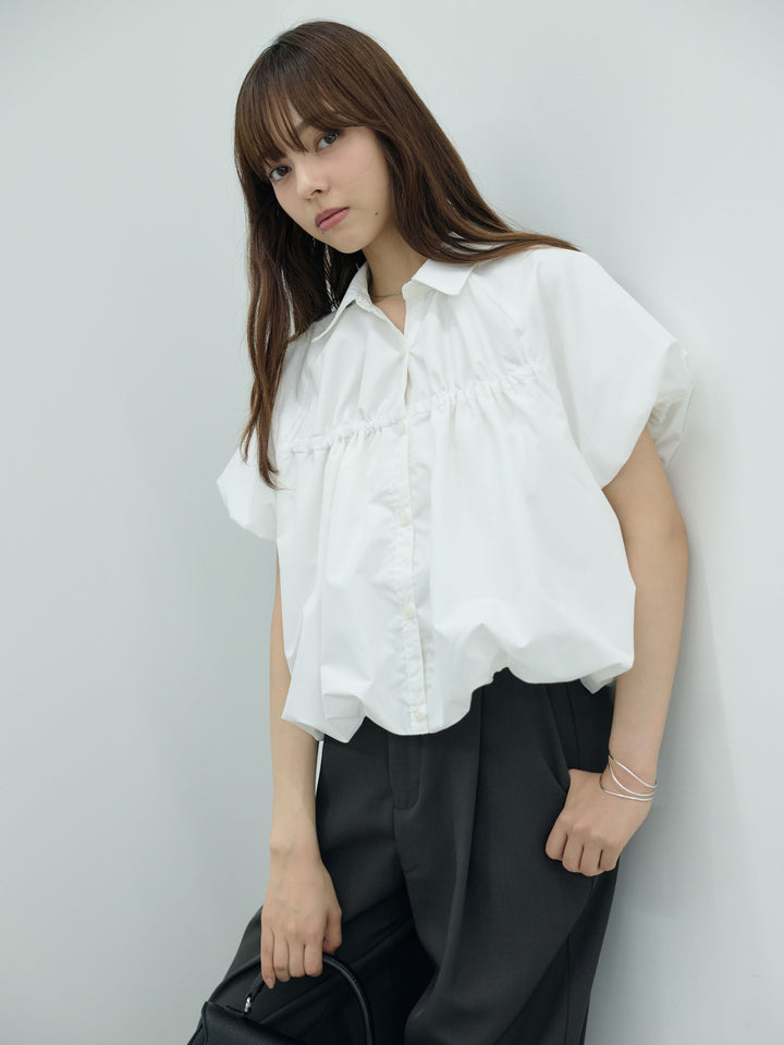 【SET】シャーリングバルーンシャツブラウス+センタープレスベーシックストレートパンツ(2set)
