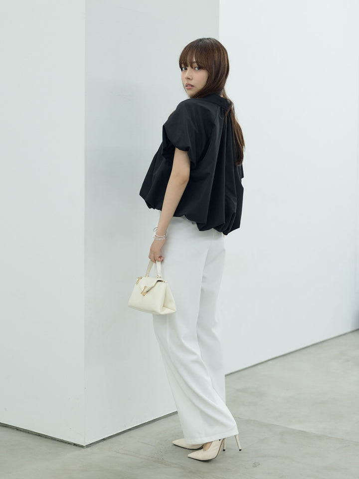 【SET】シャーリングバルーンシャツブラウス+センタープレスベーシックストレートパンツ(2set)