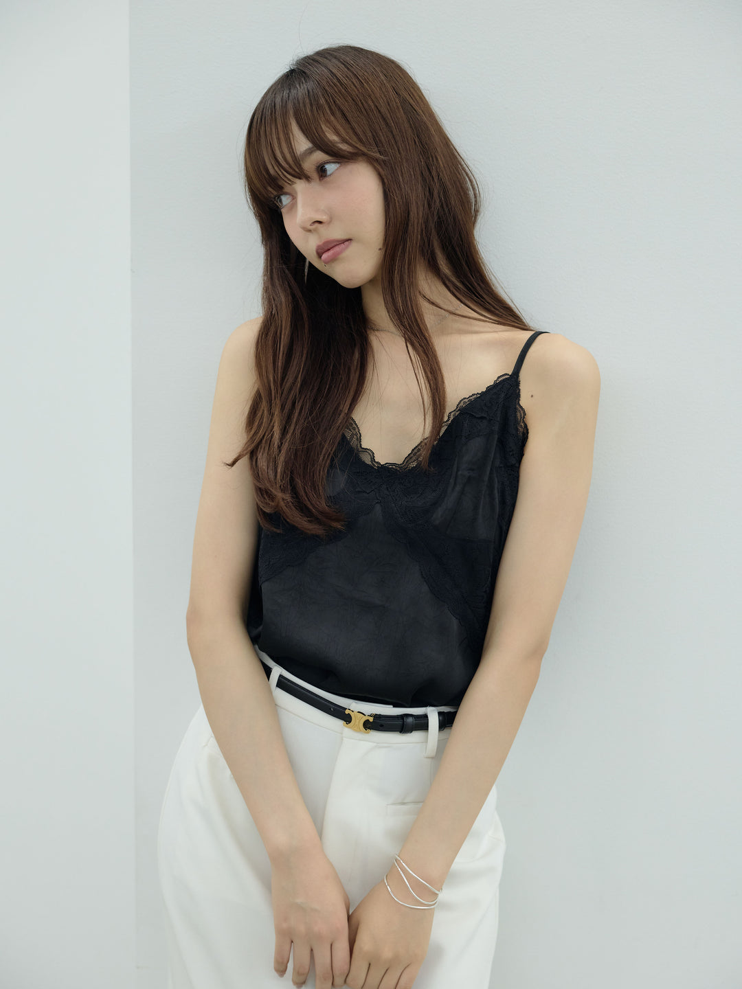 【SET】レーストリムシワサテンキャミソール+【Essential】Authentic pencil skrt(2set)