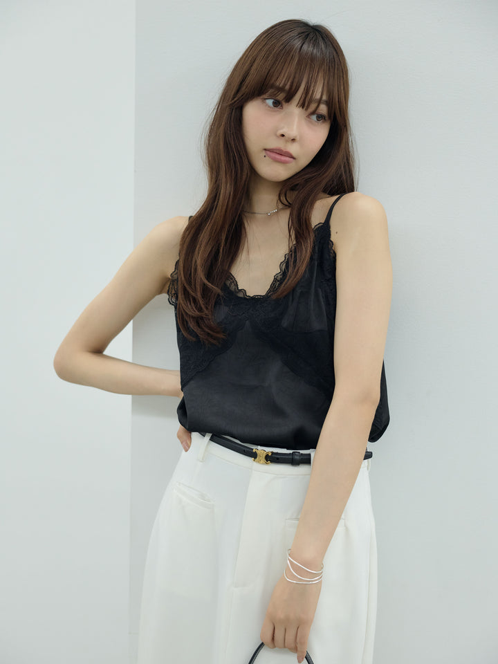 【SET】レーストリムシワサテンキャミソール+【Essential】Authentic pencil skrt(2set)